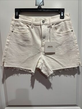Just Black Off-White Frayed Hem Denim Shorts